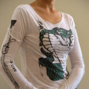 JUNKER DESIGNS WOMENS LONG SLEEVE COBRA T-SHIRT